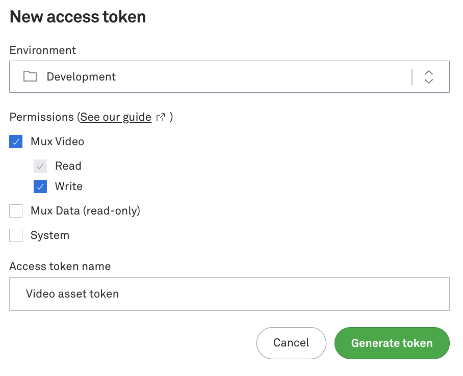 New access token modal