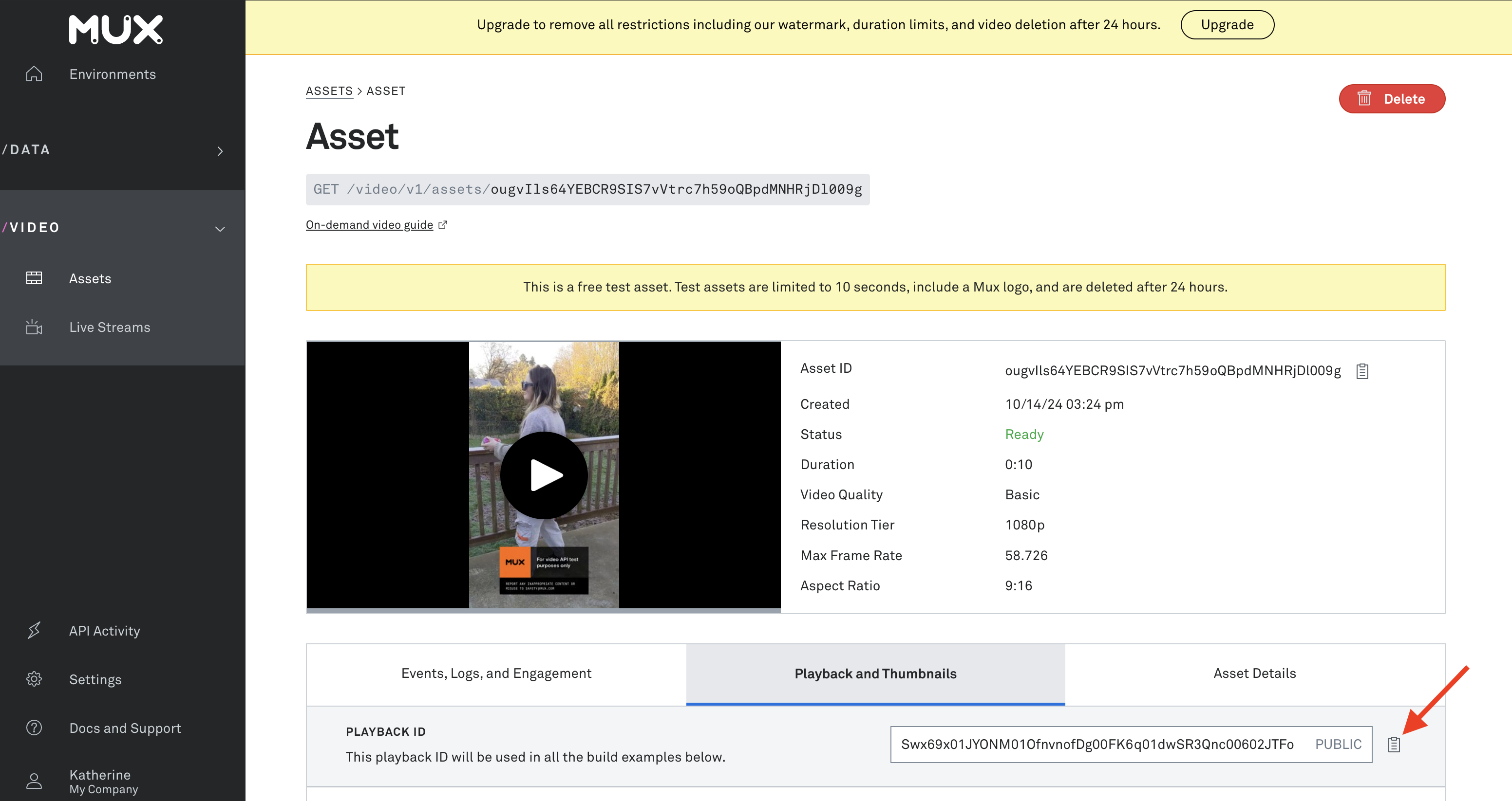 Replace playbackId in sandbox