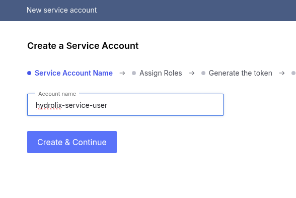 Workflow step to create and name a service account
