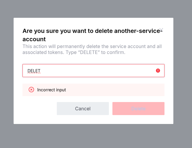 Delete a service account