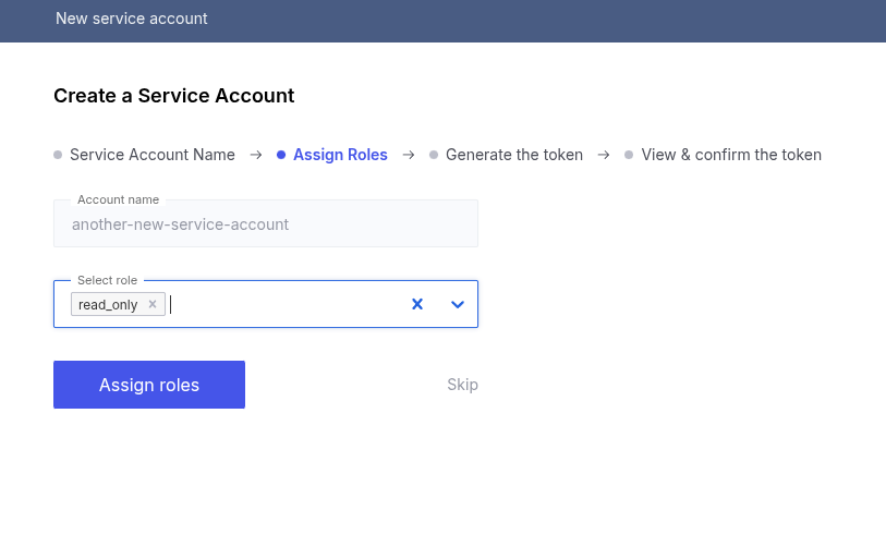 Workflow step to assign RBAC roles to a service account